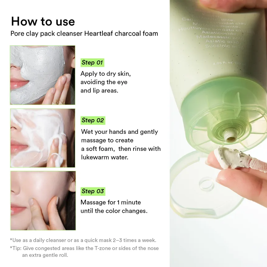 Abib Pore Clay Pack Cleanser Heartleaf Charcoal Foam - Image 10
