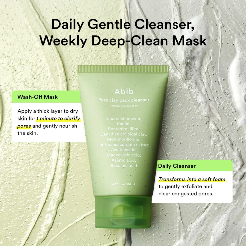 Abib Pore Clay Pack Cleanser Heartleaf Charcoal Foam - Image 3