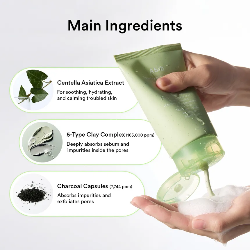 Abib Pore Clay Pack Cleanser Heartleaf Charcoal Foam - Image 7