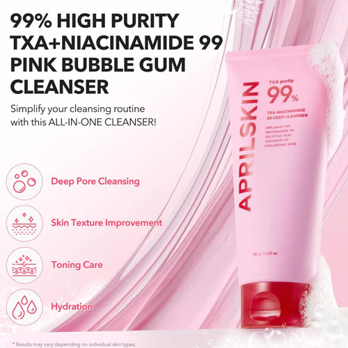 Aprilskin TXA Niacinamide 99 Pore Care Pink Bubble Gum Deep Cleanser - Image 2