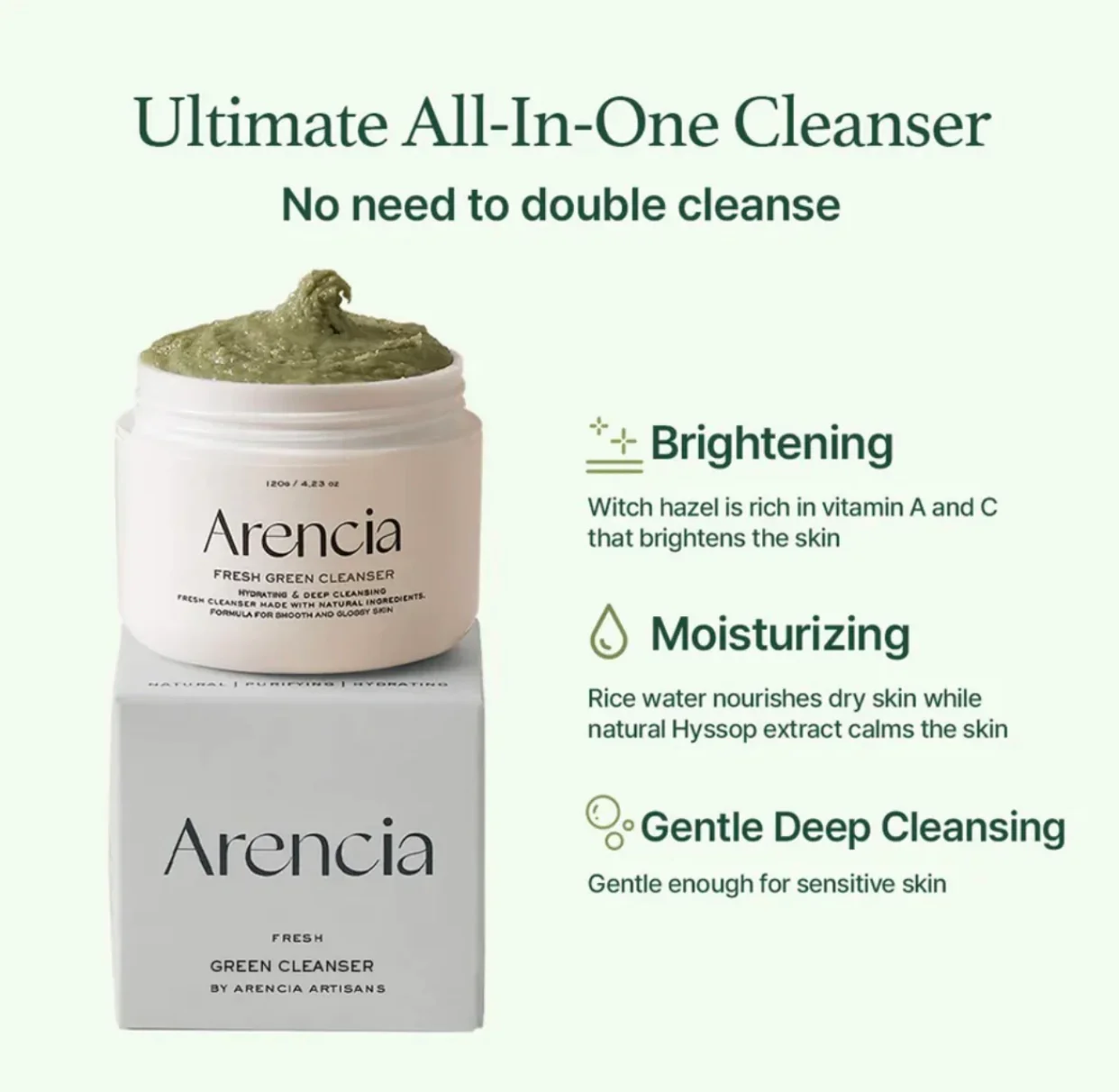 Arencia Fresh Green Rice Mochi Cleanser - Image 2