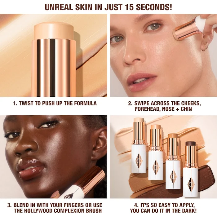 Charlotte Tilbury Unreal Skin Sheer Glow Tint Hydrating Foundation Stick - Image 3