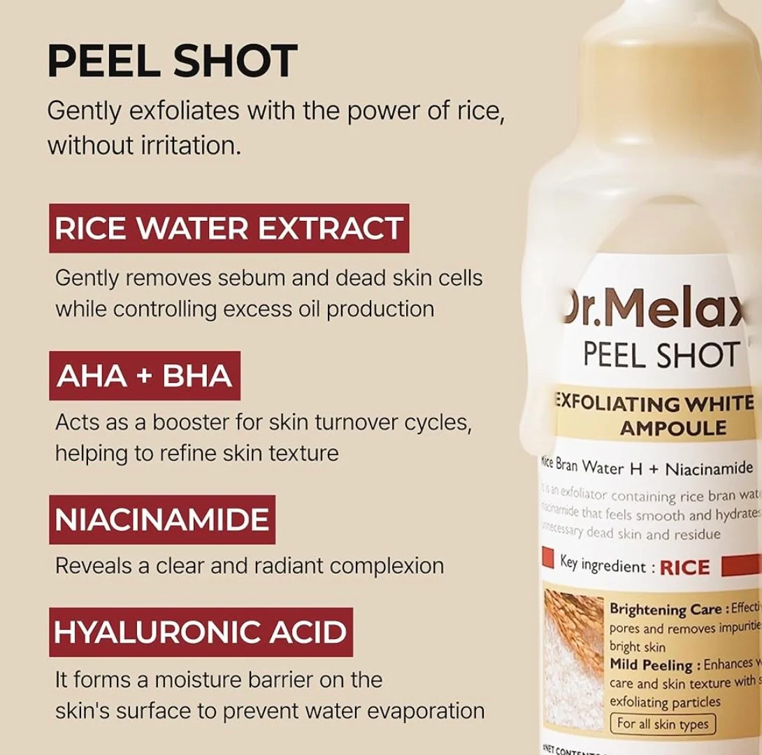 Dr.Melaxin Peel Shot Glow White Rice Peeling Ampoule - Image 5