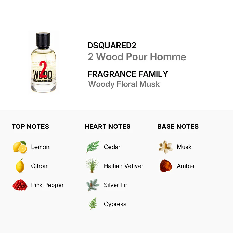 Dsquared2 2 Wood Pour Homme Eau de Toilette Body Spray - Image 2