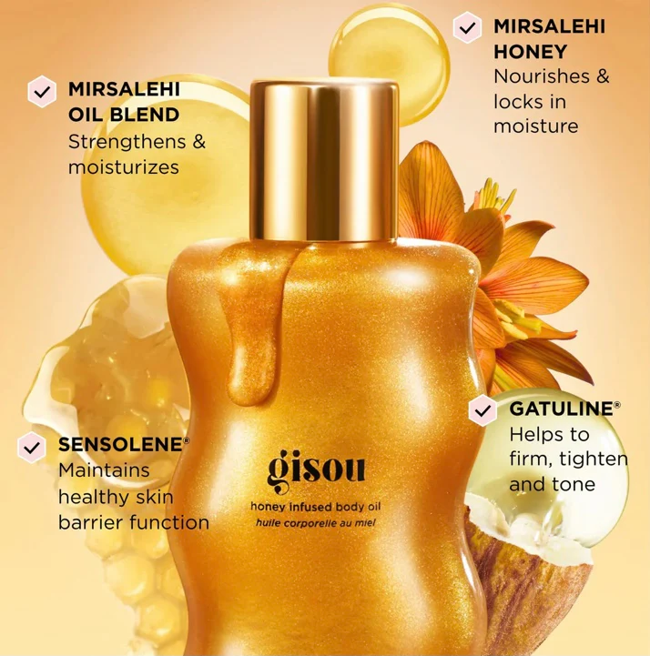 Gisou Honey Infused Body Oil Golden Shimmer Glow - Image 5