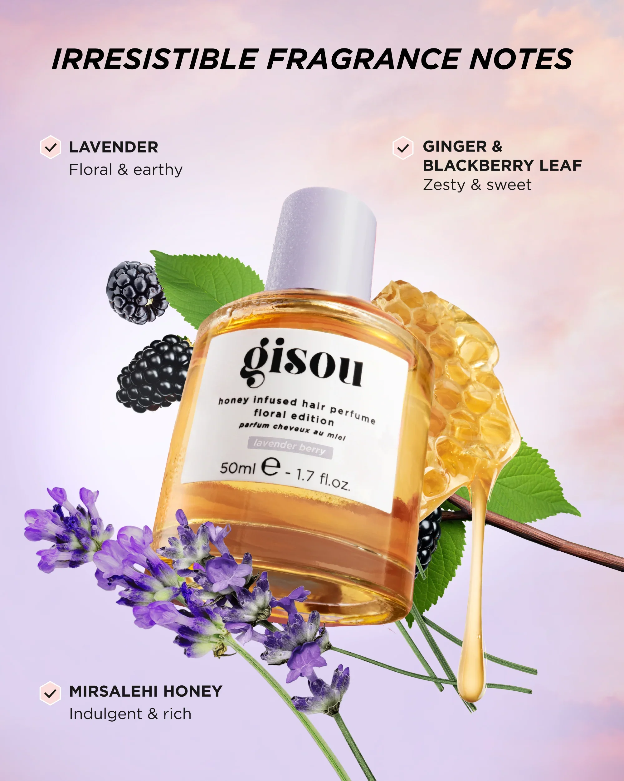 Gisou Honey Infused Hair Perfume Lavender Berry - Image 3