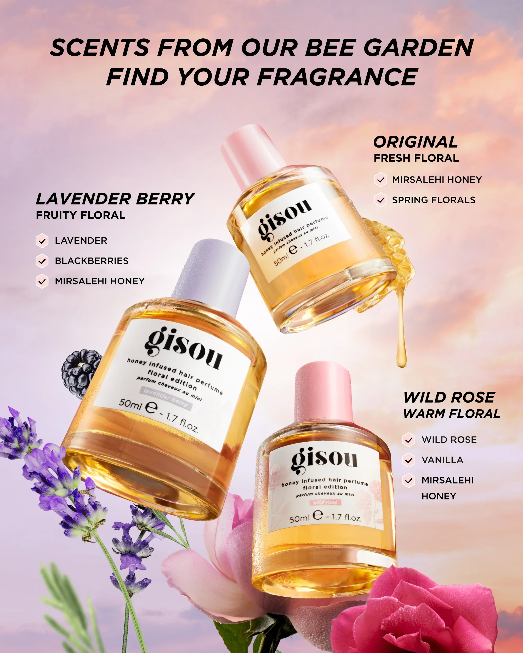 Gisou Honey Infused Hair Perfume Lavender Berry - Image 4