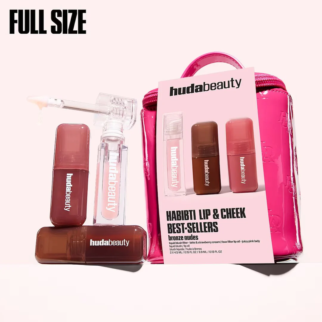 Huda Beauty Habibti Lip & Cheek Best-Sellers Bronze Nudes Set - Image 6