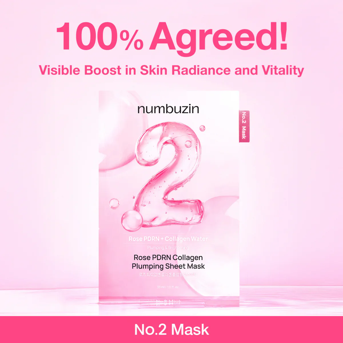 Numbuzin No.2 Sheet Mask Rose PDRN Collagen Plumping Sheet Mask - Image 4