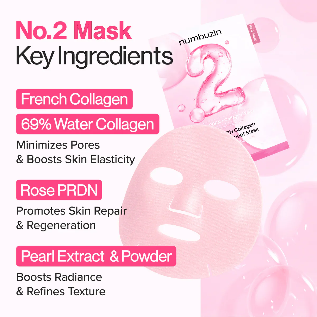 Numbuzin No.2 Sheet Mask Rose PDRN Collagen Plumping Sheet Mask - Image 5
