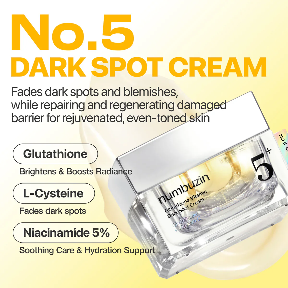 Numbuzin No.5+ Glutathione Vitamin Dark Spot Cream - Image 3