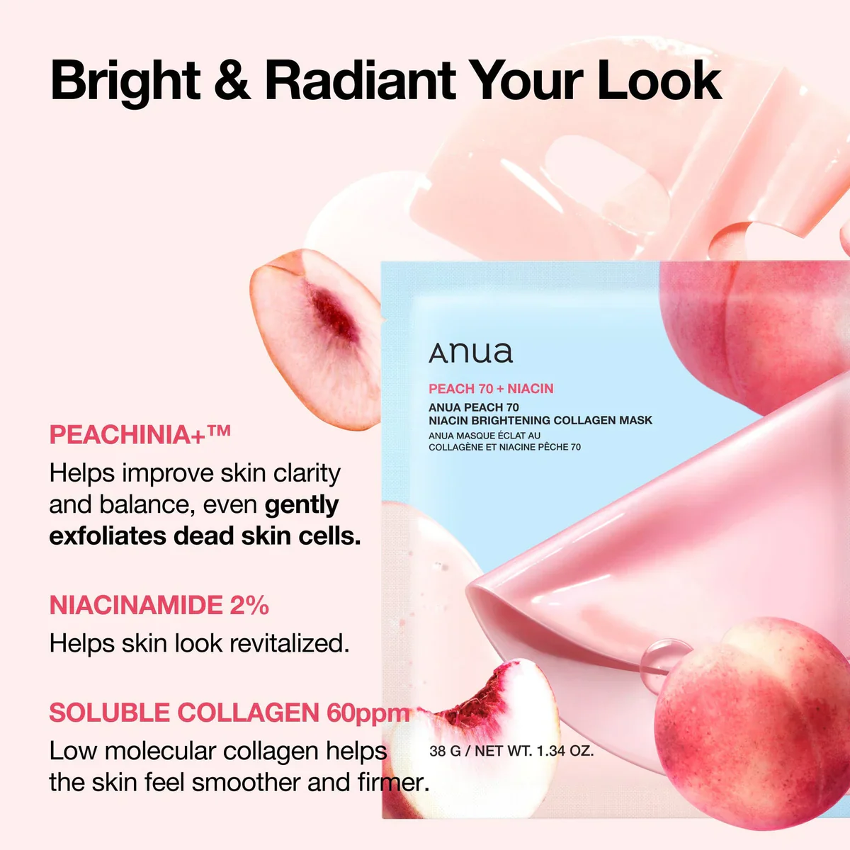 Peach 70 Niacin Brightening Collagen Mask - Image 3