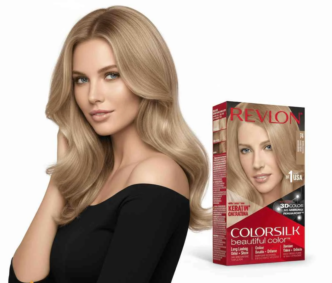 Revlon Color Silk Beautiful Hair Color 74 Medium Blonde - Image 2