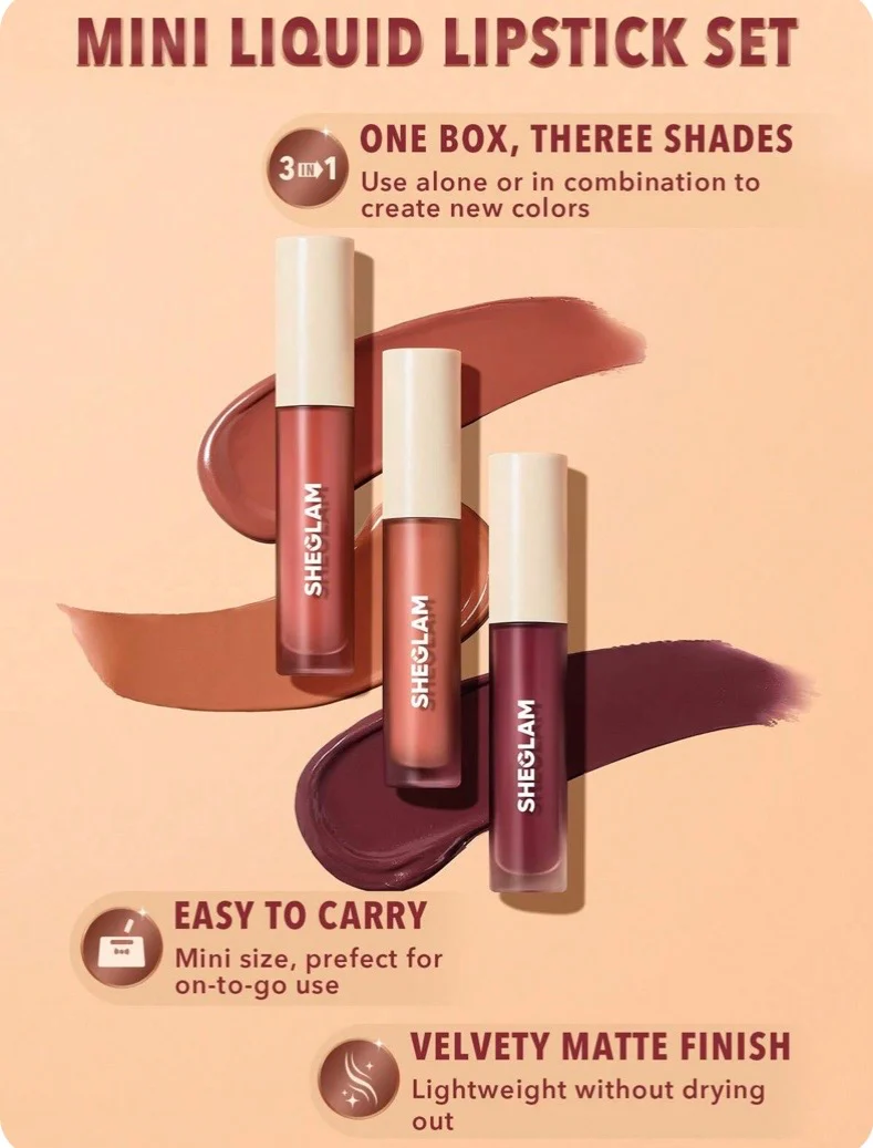 Sheglam Matte Allure Mini Liquid Lipstick Set - Feel Real - Image 3